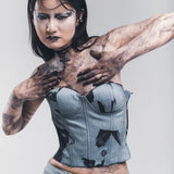 Corsetto denim meccanoabstract